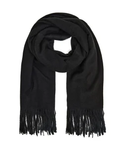 Czarny szalik z frędzlami