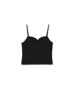 Czarny top z ozdobnym marszczeniem