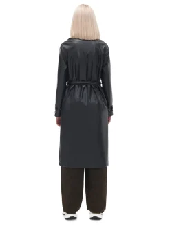 Czarny trencz z imitacji skóry