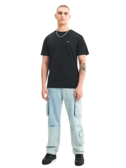 Czarny t-shirt z aplikacją Cropp