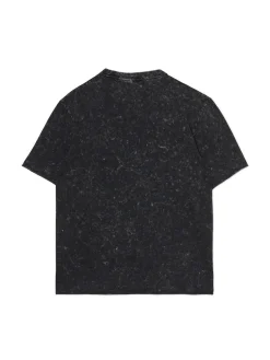 Czarny T-shirt z efektem acid wash