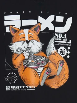 Czarny T-shirt z nadrukiem lisa