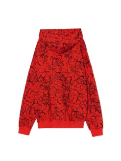 Czerwona bluza hoodie z nadrukiem all over