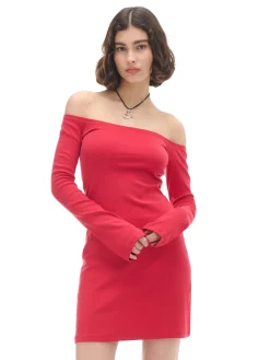 Czerwona sukienka mini z rękawami flare