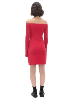 Czerwona sukienka mini z rękawami flare