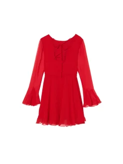 Czerwona sukienka mini z falbanami