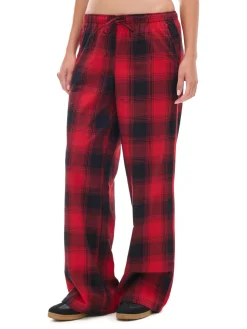 Czerwone spodnie w kratę