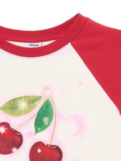 Dopasowany T-shirt z wiśniami