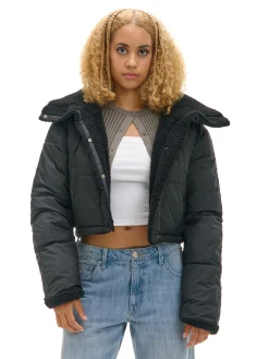 Dwustronna czarna kurtka puffer