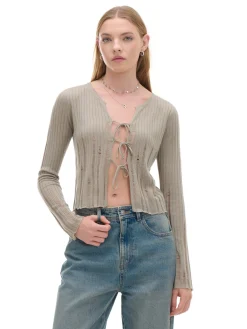 Dzianinowy kardigan z domieszką wełny