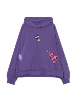 Fioletowa bluza z kapturem i nadrukami
