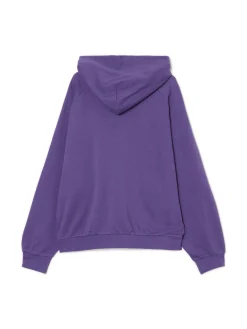 Fioletowa bluza z kapturem i nadrukami