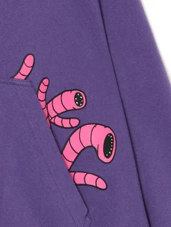 Fioletowa bluza z kapturem i nadrukami