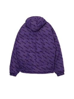 Fioletowa kurtka puffer z kapturem