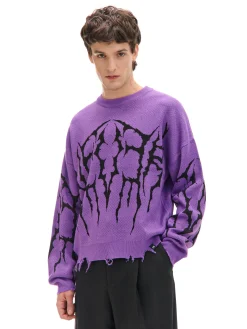 Fioletowy sweter z nadrukiem