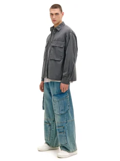 Gładka koszula z efektem sprania