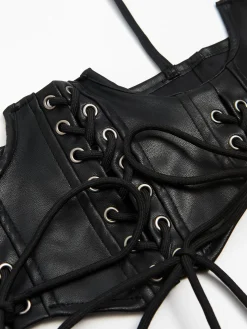 Gorsetowy top z imitacji skóry