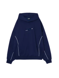 Granatowa bluza hoodie z naszywkami