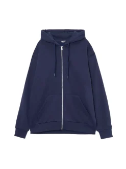 Granatowa rozpinana bluza z kapturem