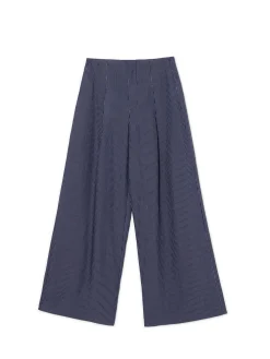 Granatowe spodnie tailoring w paski