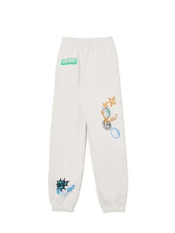 Jasne dresowe joggery z nadrukiem