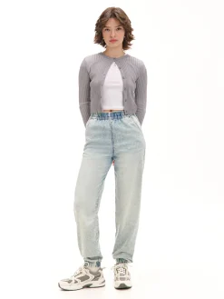 Jasne jeansowe joggery