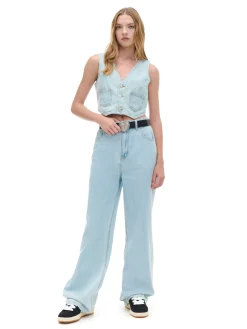 Jasne jeansy retro wide leg