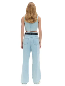 Jasne jeansy retro wide leg