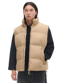 Jasnobrązowa pikowana kamizelka z regulacją