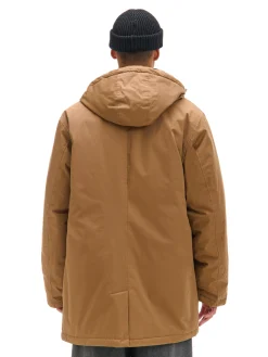 Jasnobrązowy płaszcz z kapturem