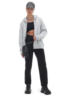 Jasnoszara rozpinana bluza oversize