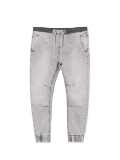 Jasnoszare jeansowe joggery chino