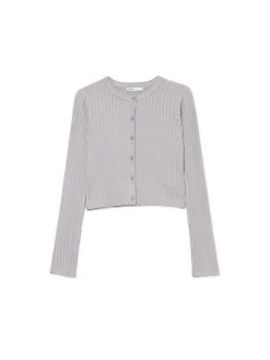 Jasnoszary kardigan z guzikami