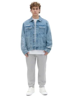 Jeansowa kurtka z nadrukami