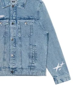 Jeansowa kurtka z nadrukami