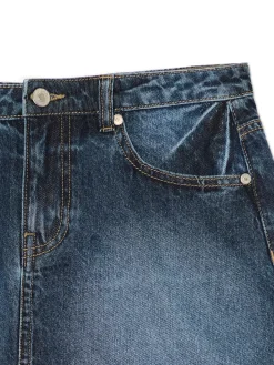 Jeansowa spódnica mini z koronką