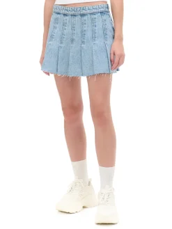 Jeansowa spódniczka z zakładkami