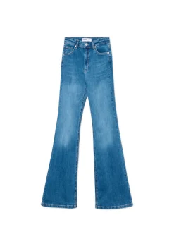 Jeansowe spodnie slim flare