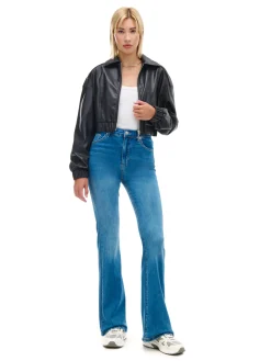 Jeansowe spodnie slim flare