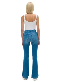 Jeansowe spodnie slim flare