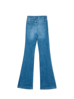Jeansowe spodnie slim flare