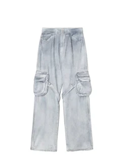 Jeansy baggy z efektem sprania