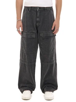 Jeansy baggy z efektem znoszenia