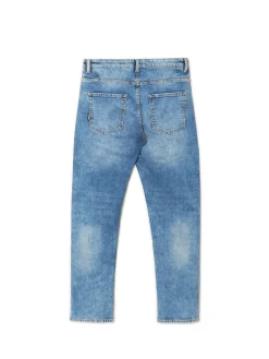 Jeansy regular z efektem sprania