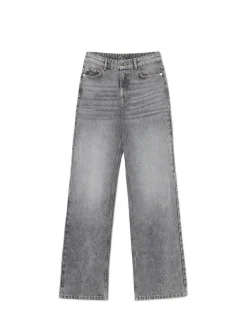 Jeansy straight z wysokim stanem