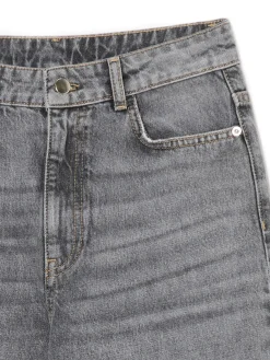 Jeansy straight z wysokim stanem