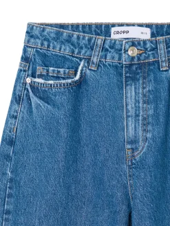 Jeansy straight z wysokim stanem