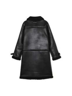 Jednorzędowy płaszcz ze sztucznej skóry