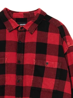 Koszula w kratę z postrzępieniami