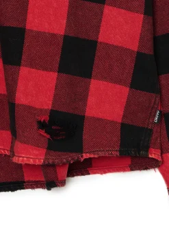 Koszula w kratę z postrzępieniami